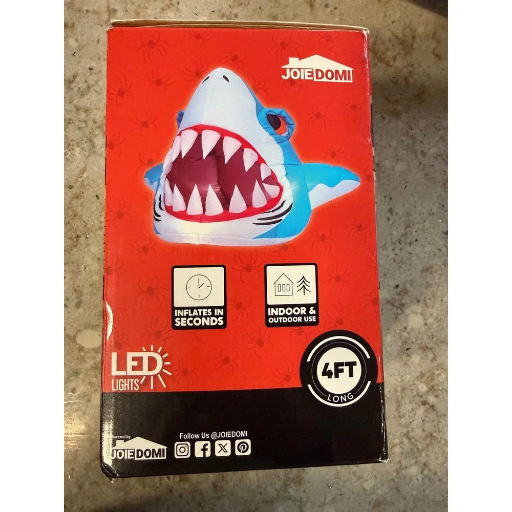 JoieDomi 4ft Shark Trunk‎ or Treat Halloween Inflatable LED Lighted Car Decor